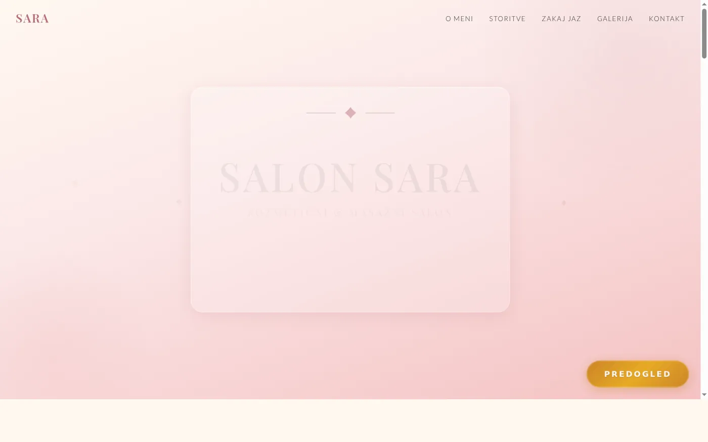 Posnetek spletne strani Salon SARA.